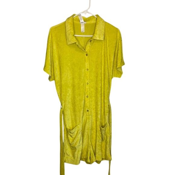 NWT Andie The Button Up Romper Honeysuckle Terry Cloth Beach Coverup - Picture 2 of 11